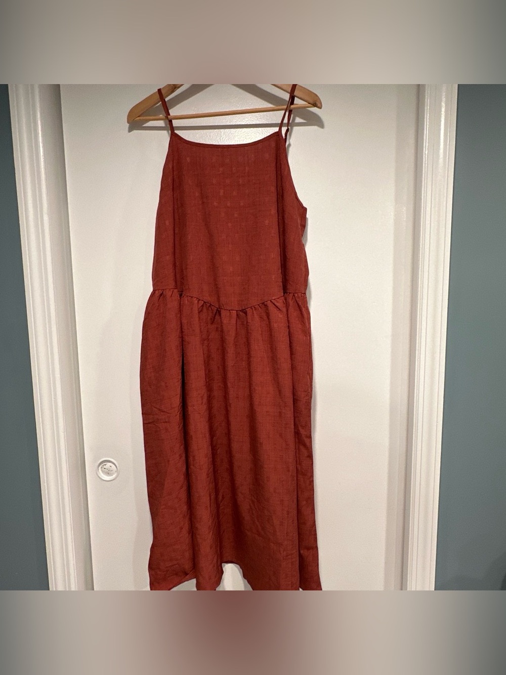a new day Rust-Red Linen Maxi Dress with Spaghetti Straps